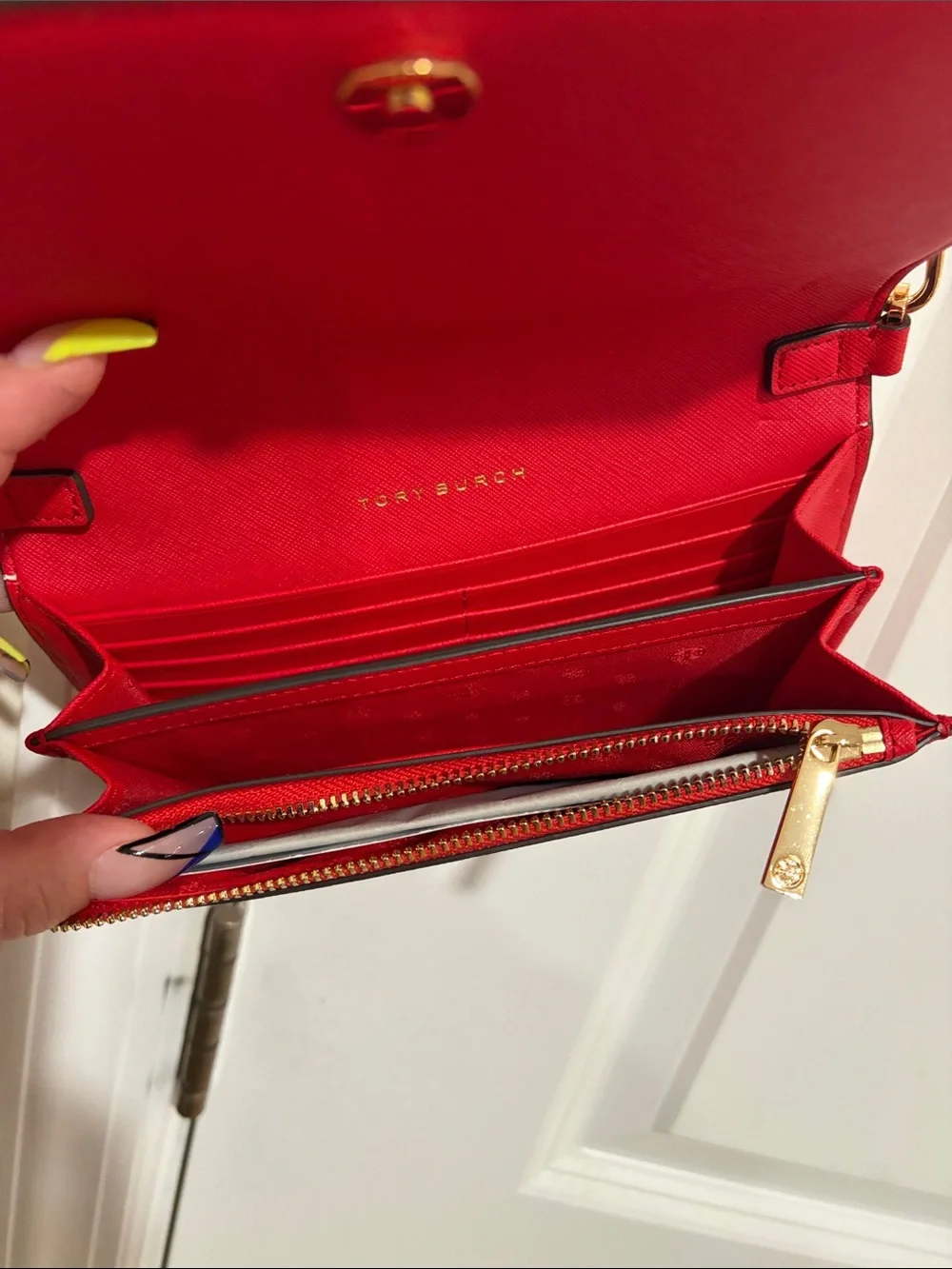 Tory Burch Red Leather Chain-Shoulder Crossbody Never Used!